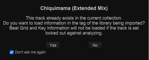 Click yes to confirm importing tracks